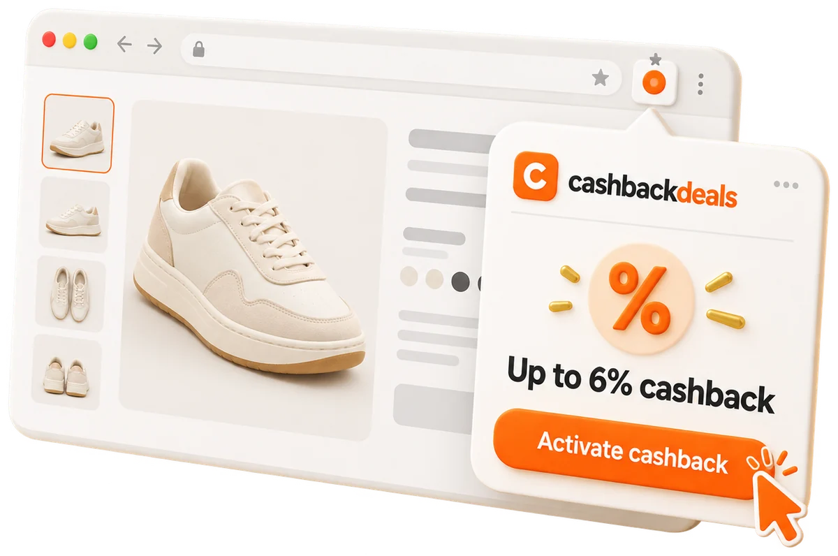 The CashbackDeals browser extension offering up to 6% cashback while shopping for sneakers